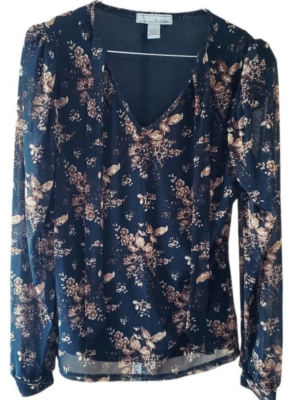By Design Long Sleeve Forest Green Floral Blouse